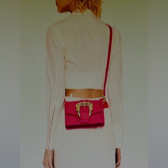 Versace Jeans Couture Bold Red Top Handle Mini Bag with Baroque Gold Buckle NWT - Picture 8 of 8